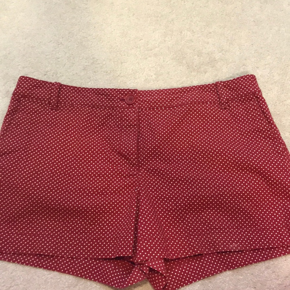 Red with white polka dots LOFT shorts 12